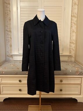Aquascutum London Classic Black Trench Rain Coat Button-Front